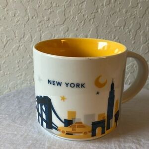 Starbucks: Navy Blue/Yellow/White “You are here” Coffee Mug